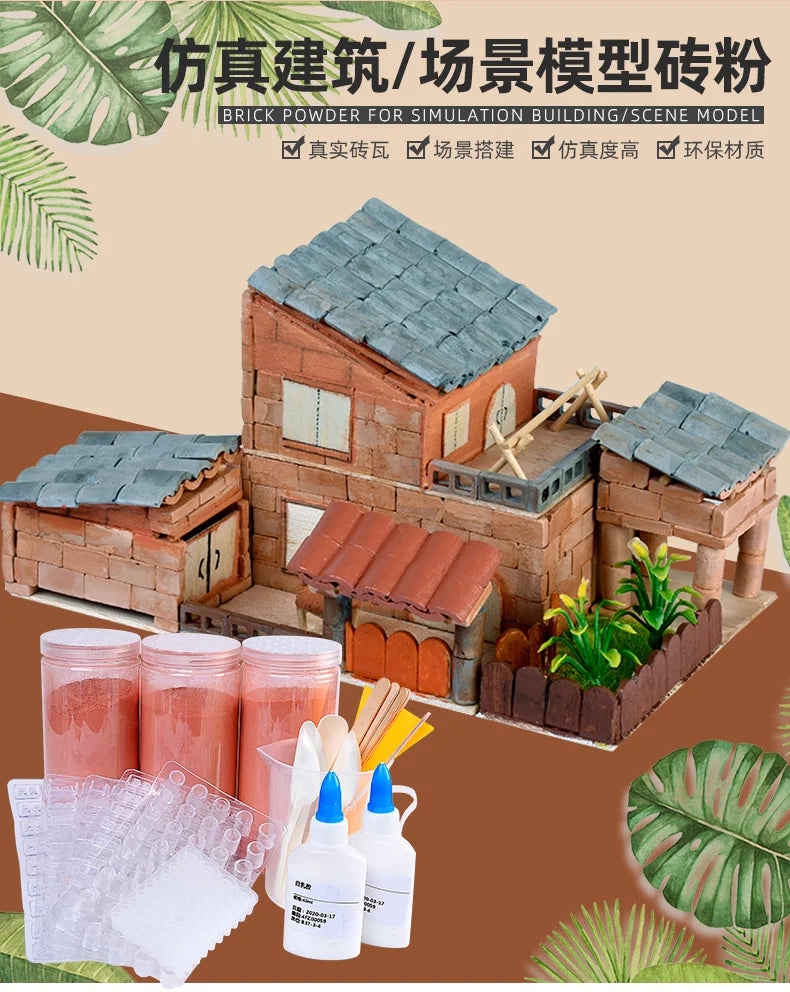 Mini Brick Powder Cement Construction Brick Miniature Building Block Clay Tile Mud Powder for Model Making Architecture Material