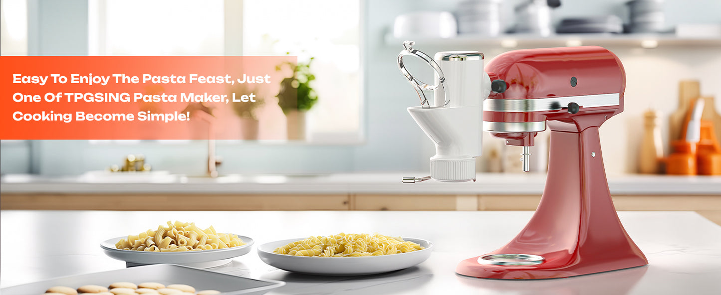 Gourmet Pasta Press Attachment for KitchenAid Stand Mixers, Pasta Press Maker for KitchenAid with 7 Interchangeable Pasta Plates